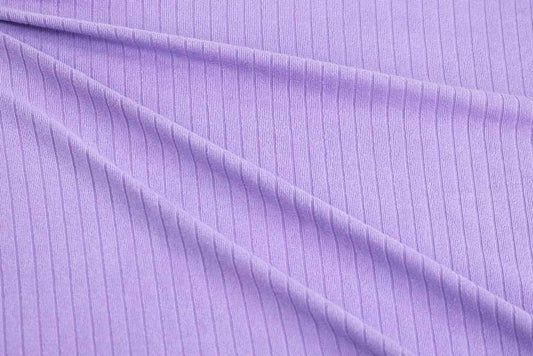 Fashion Double Brushed Soft 8x2 Rib Solid Lilac Purple Knit 200 GSM - Sold by the yard