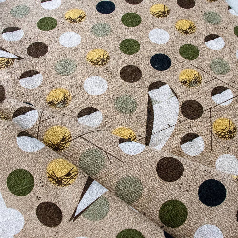 Birch Fabrics: Charley Harper Organic Cotton Bank Swallow Brown Barkcloth -by the half yard