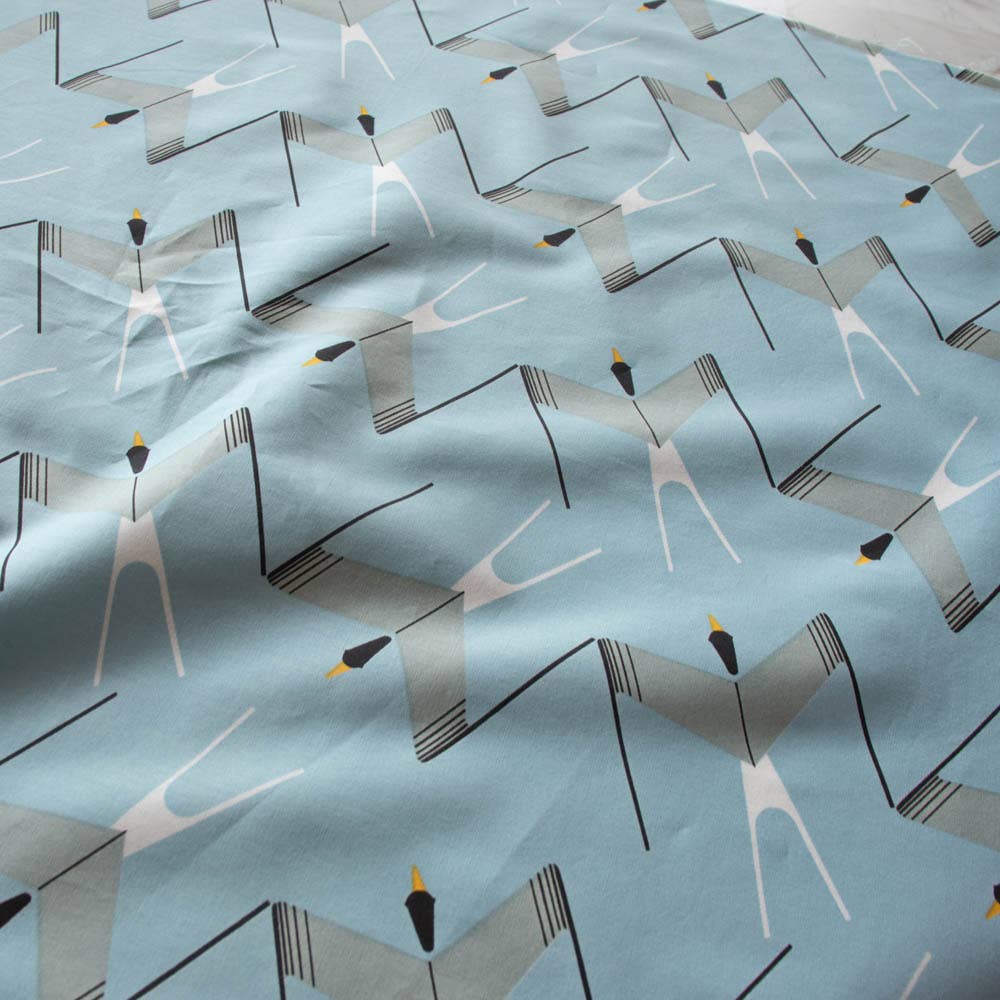 Birch Fabrics: 100% Organic Cotton Poplin Arctic Tern by Charley Harper 115 GSM- by the half yard