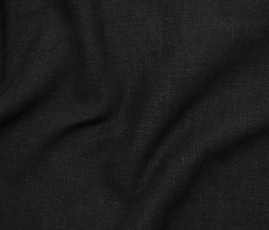 Stonewashed Textured Black Ramie Opaque Solid 7.08oz- by the yard