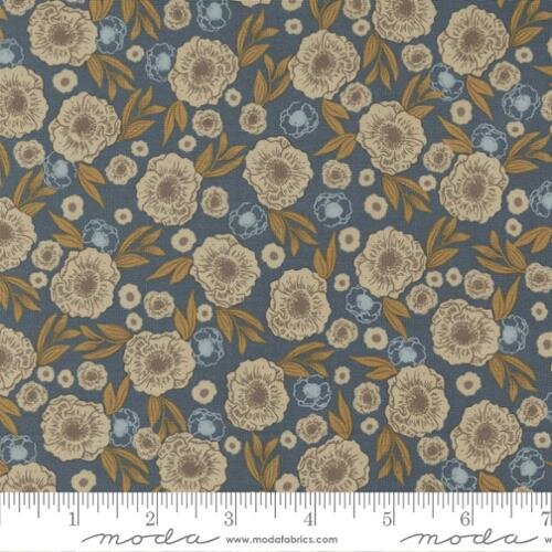 Moda Fabrics: Fall Fabrics Last Bloom Blue Florals Fancy that Design House Cotton Woven- by the half yard