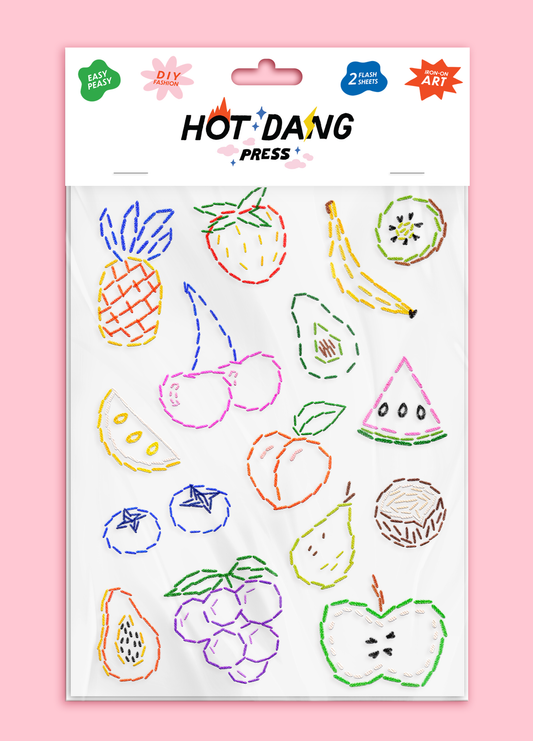 Iron On Art: Fruit Embroidery Sheet Set by Hot Dang Press- 2 Sheets