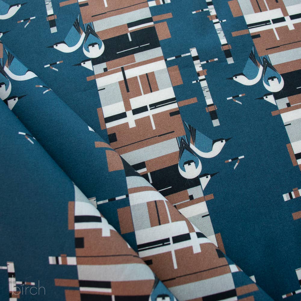 Birch Fabrics: Organic Cotton Poplin 115 GSM Birch Charley Harper -by the half yard