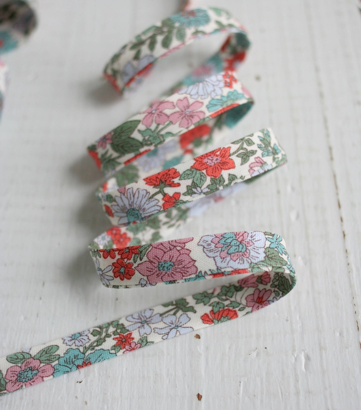 Web Only Sewing Supplies: 1/2" Double Fold Bias Binding -  Liberty Annabell C, Cotton- Price per Yard