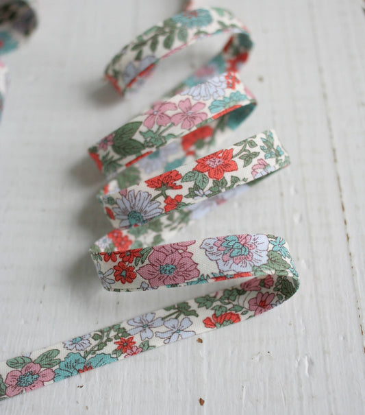 Web Only Sewing Supplies: 1/2" Double Fold Bias Binding -  Liberty Annabell C, Cotton- Price per Yard