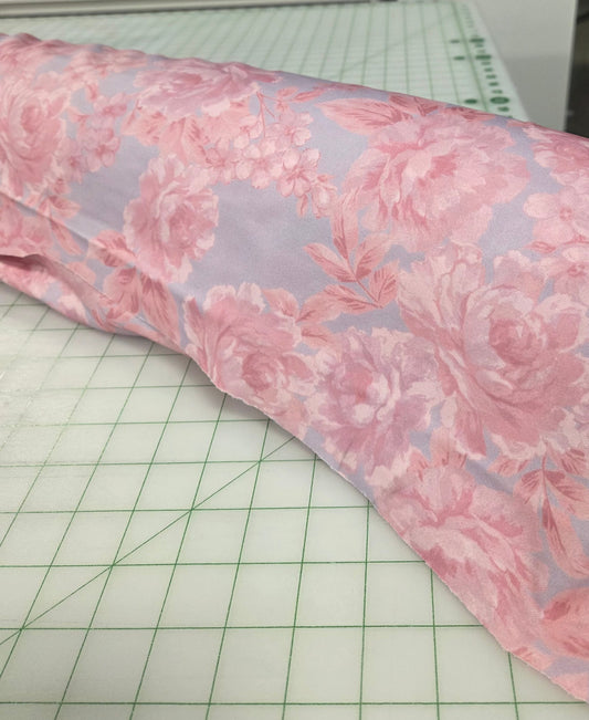 Designer LA Deadstock Scuba Techno Poly Spandex Pink and Lavender Floral Knit- by the yard