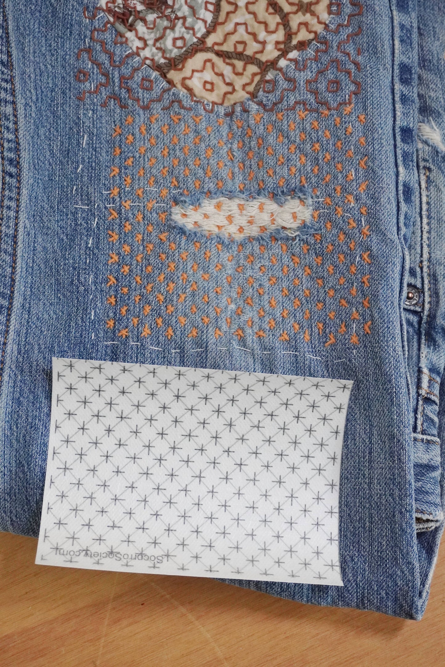 Sashiko Collection: Sashiko Inspired Mending Stick and Stitch Patterns- Vol 2- 1 pack of adhesive sheets (4)