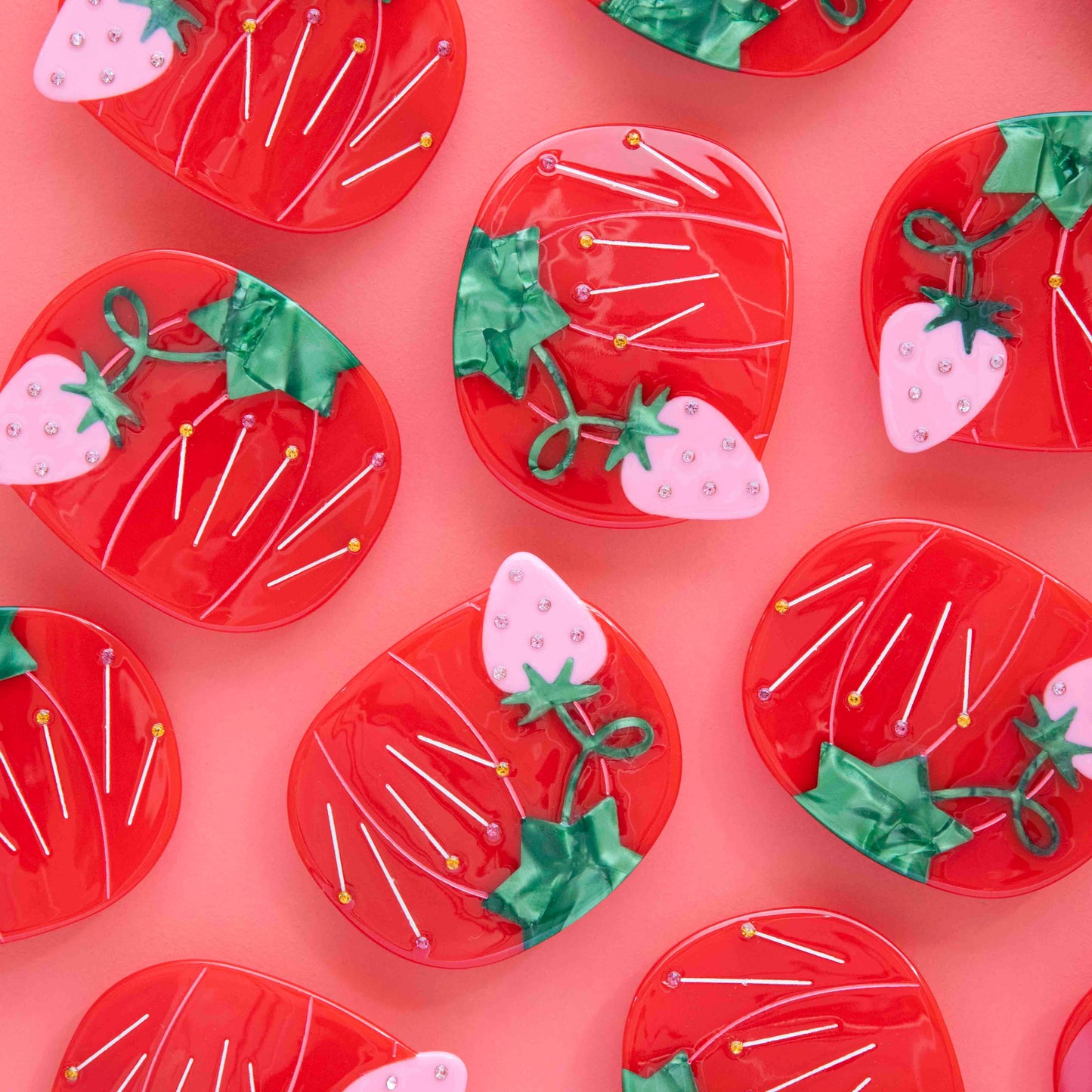 Sarah Hearts Tomato Pincushion French Barrette Hair Clip