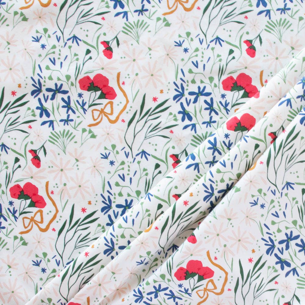 Premium Organic Cotton Small Tossed Bow Bouquet Meadow Shirting Poplin 115gsm by Birch Fabrics- by the half yard