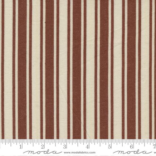 Moda Fabrics: Multi-Stripe Rust and Cream Soft Shirting Yarn Dyed Cotton Vista Woven- by the half yard