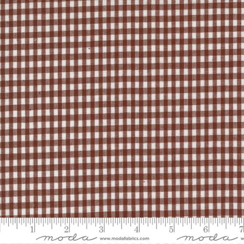 Moda Fabrics:  Rust and Cream Soft Shirting Yarn Dyed Gingham Cotton Vista Woven- by the half yard