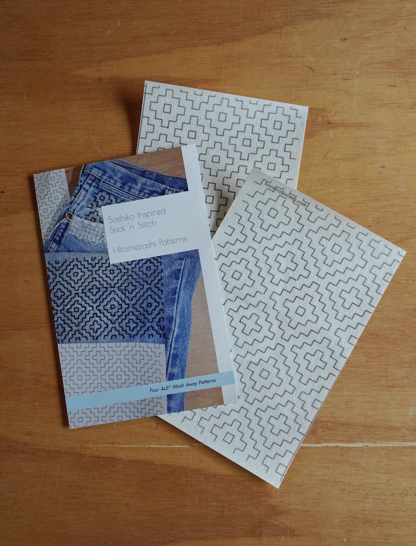 Sashiko Collection: Sashiko Inspired Mending Stick and Stitch Hitomezashi Patterns-1 pack (2 transfer sheets)