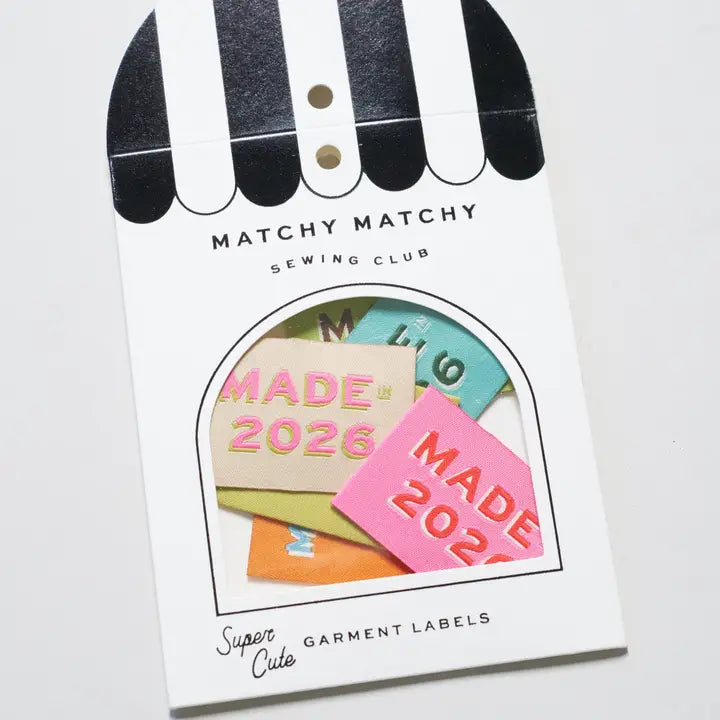 Sewing Labels: 2026 Garment Labels: by Matchy Matchy Sewing Club Set of 6-1 Pack