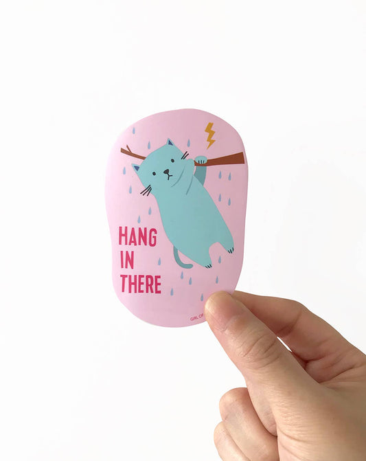 Stickers and Stationary: Vinyl Sticker: Hang In There-1 sticker "2.2" x"3.2"