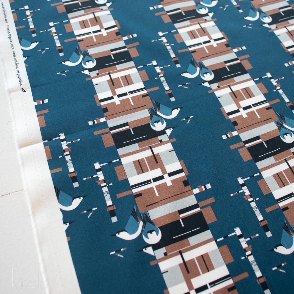 Birch Fabrics: Organic Cotton Poplin 115 GSM Birch Charley Harper -by the half yard