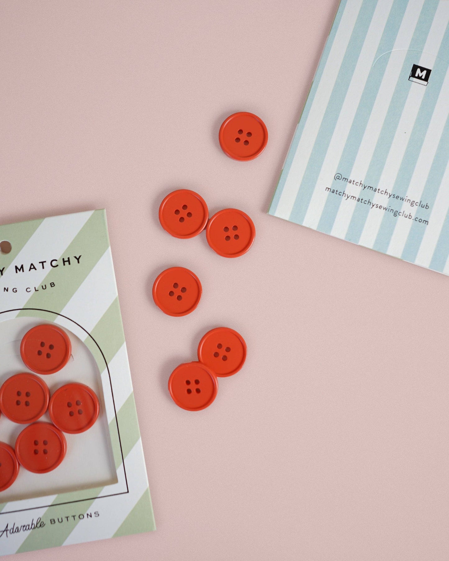 Sewing Notions: Matchy Matchy Sewing Club Tomato Retro Buttons: Set of 6-1 pack