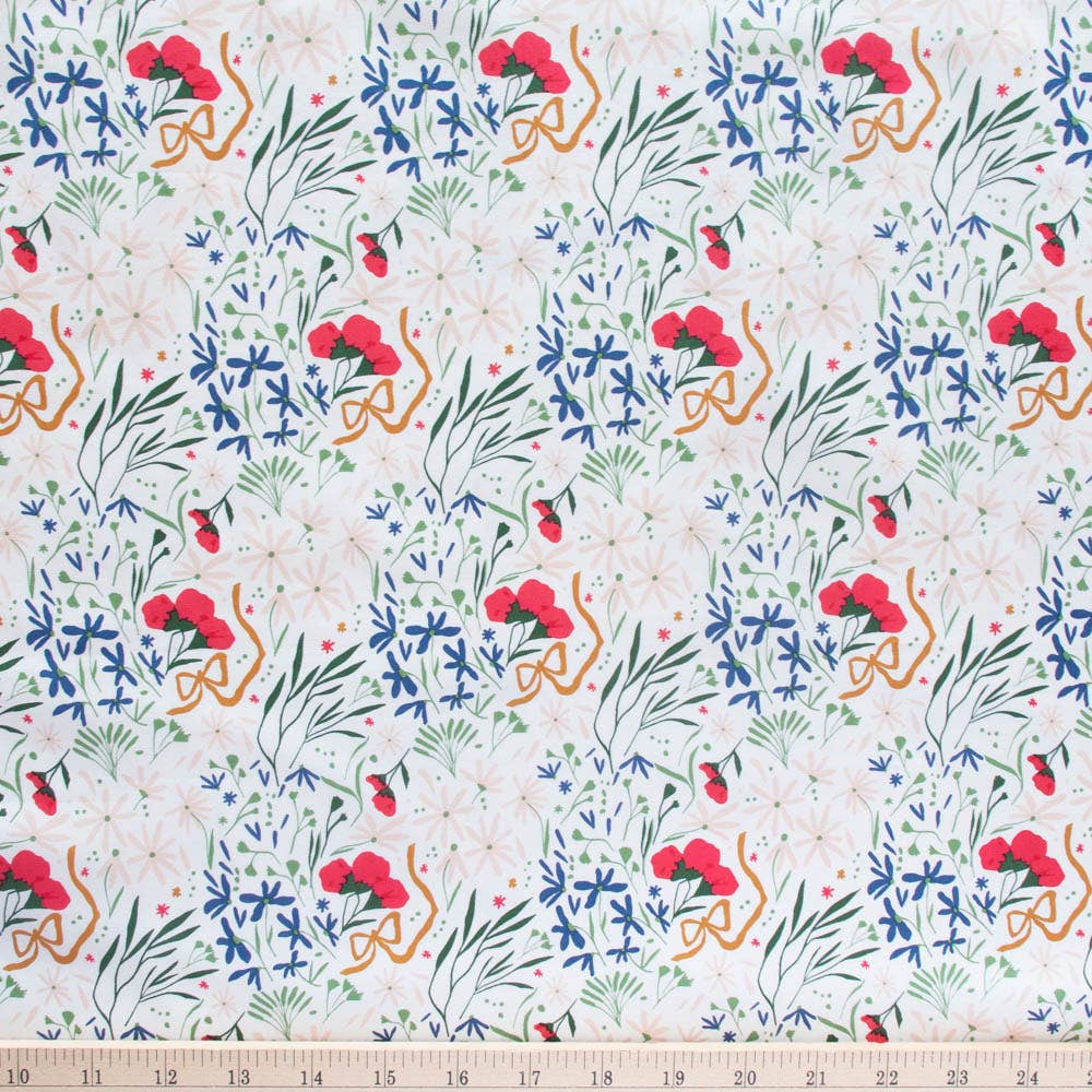 Premium Organic Cotton Small Tossed Bow Bouquet Meadow Shirting Poplin 115gsm by Birch Fabrics- by the half yard