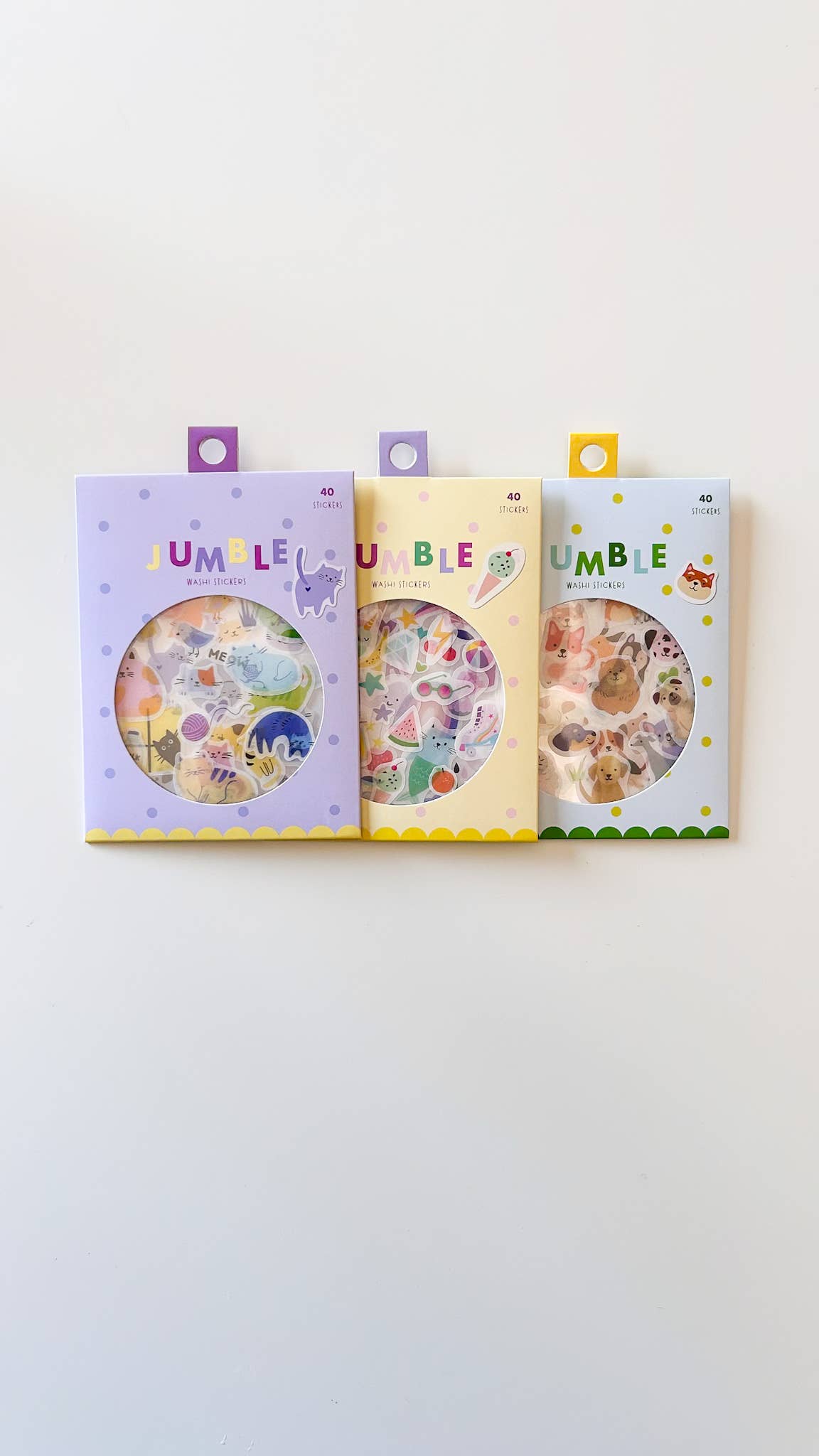 Stationary: Dogs Jumble Washi Stickers -3 sheets 4.36”x3.31”/ 40 Stickers