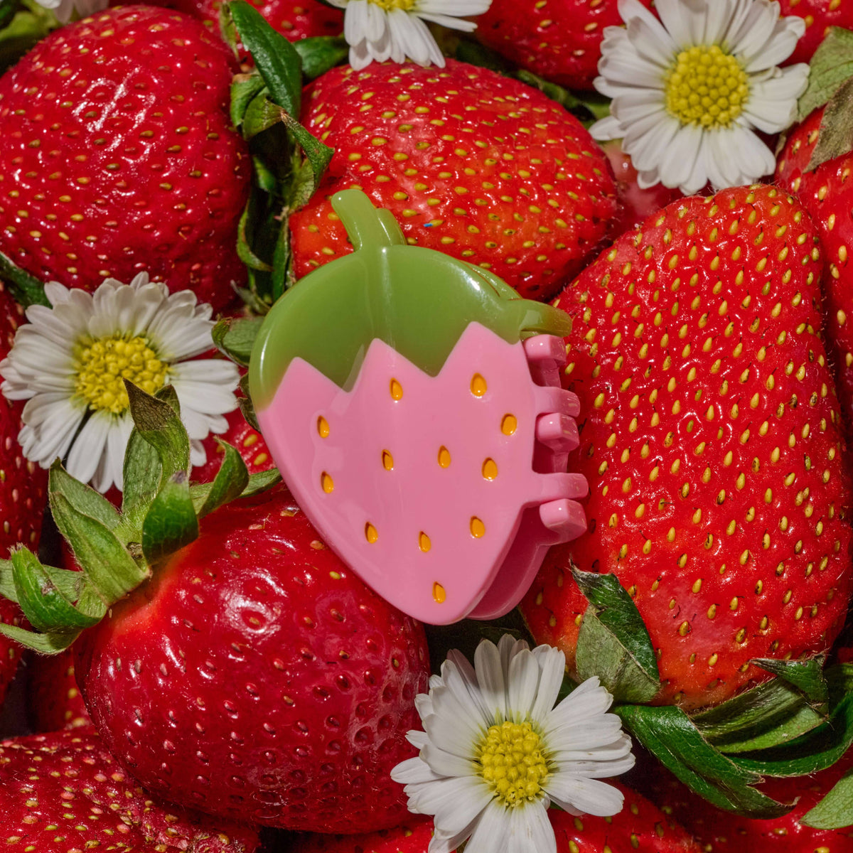 Hair Accessories: Jenny Lemons: Mini Pink Strawberry Hair Claw Clip 1.5" inch-1 Hair Clip