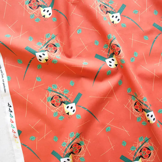 Birch Fabrics: Organic Cotton Poplin 115 GSM Kirtland Warbler Charley Harper-by the half yard
