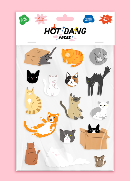 Iron On Art: All Cats Sheet Set by Hot Dang Press- 2 sheets in Pack