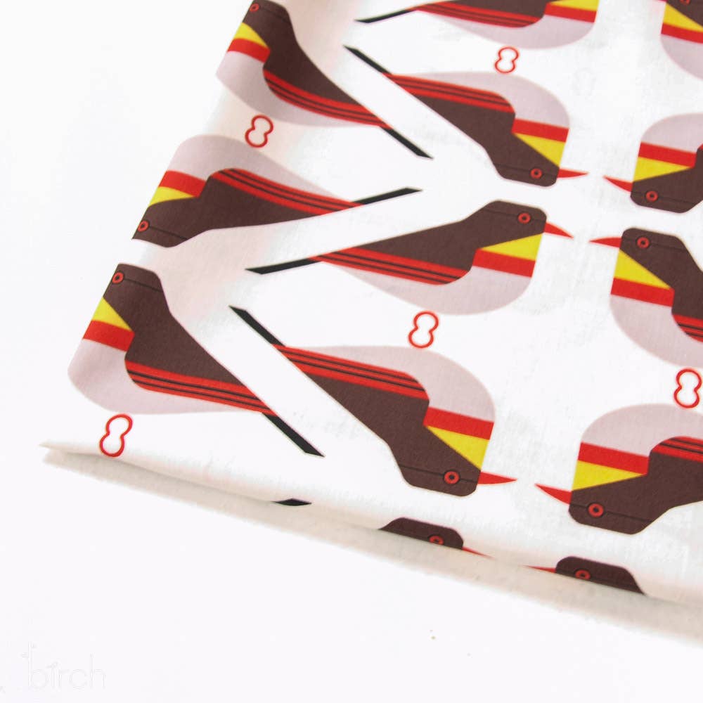 End of bolt: 3-1/4th yards of Organic Premium Cotton Red Billed Leothrix Poplin 115GSM Charley Harper for Birch Fabrics- remnant