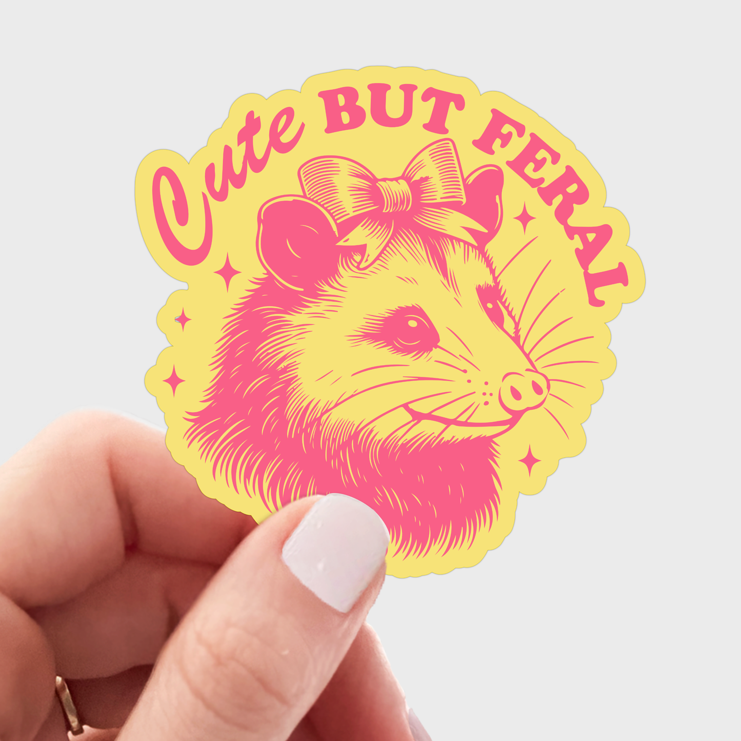 Stickers and Stationery: Cute But Feral Opossum Sticker