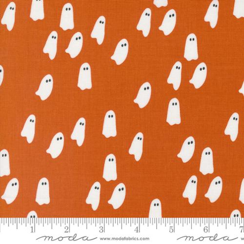 Moda Fabrics: Halloween Cotton Prints Noir Pumpkin Orange and White Woven- By the Half yard