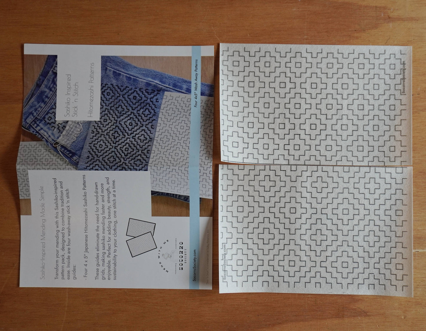 Sashiko Collection: Sashiko Inspired Mending Stick and Stitch Hitomezashi Patterns-1 pack (2 transfer sheets)