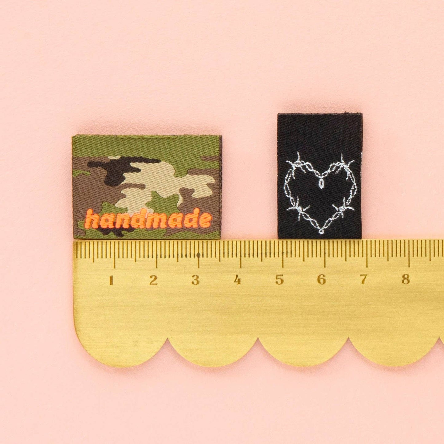 Sarah Hearts Camo and Barbed Wire Heart Multipack Woven Sewing Labels-1 pack