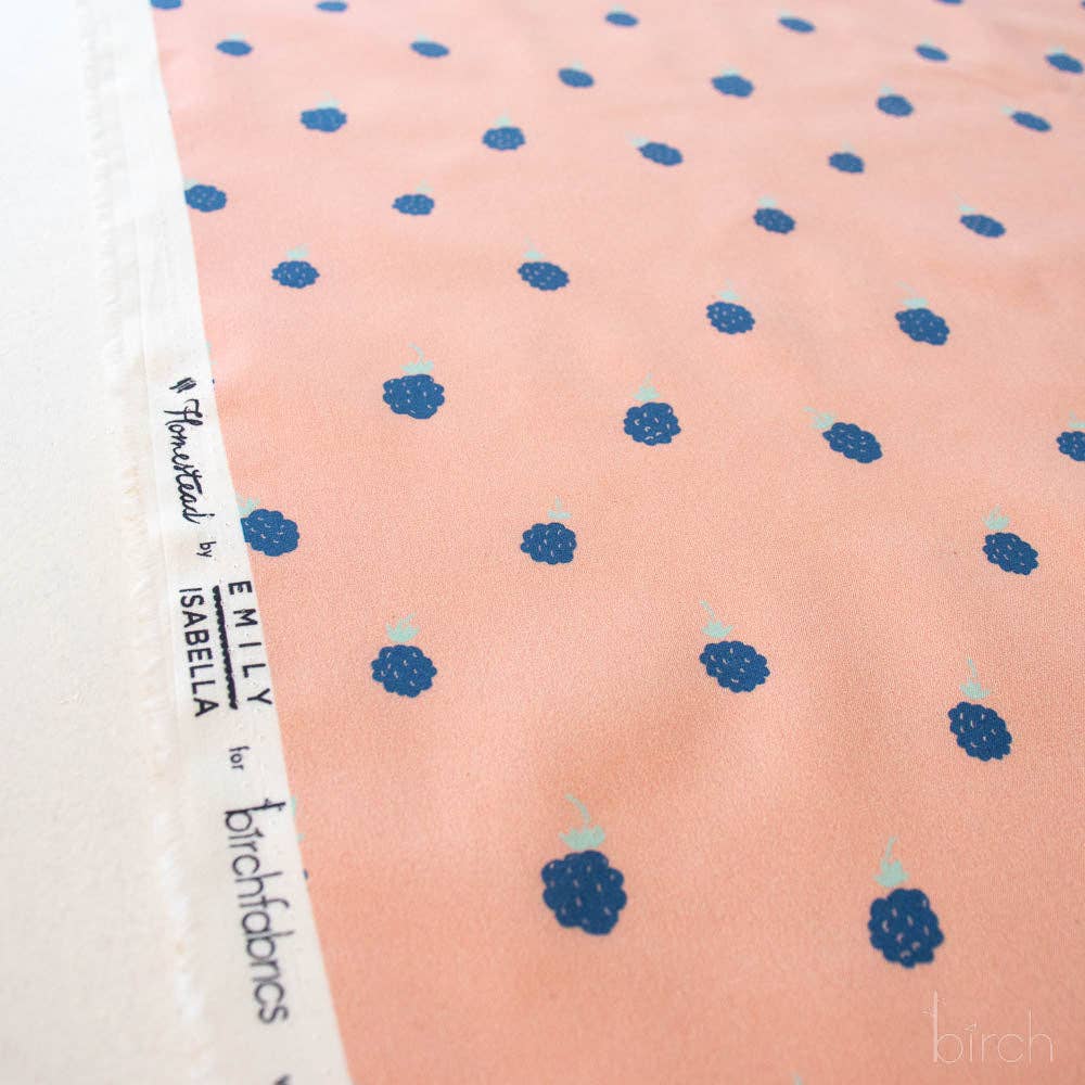 Birch Fabrics: Organic Cotton Blackberries Poplin-by the half yard