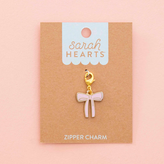 Notion: Sarah Hearts Pink Bow Removable Zipper Charm (2.2cmx2cm) - 1 Charm Pack