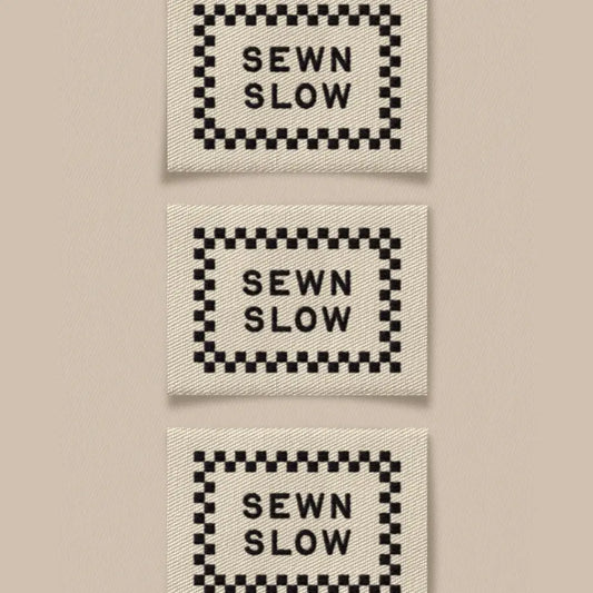 Sewing Labels: Sewn Slow Ivory Large Rectangle Garment Labels: by Matchy Matchy Sewing Club Set of 6-1 Pack