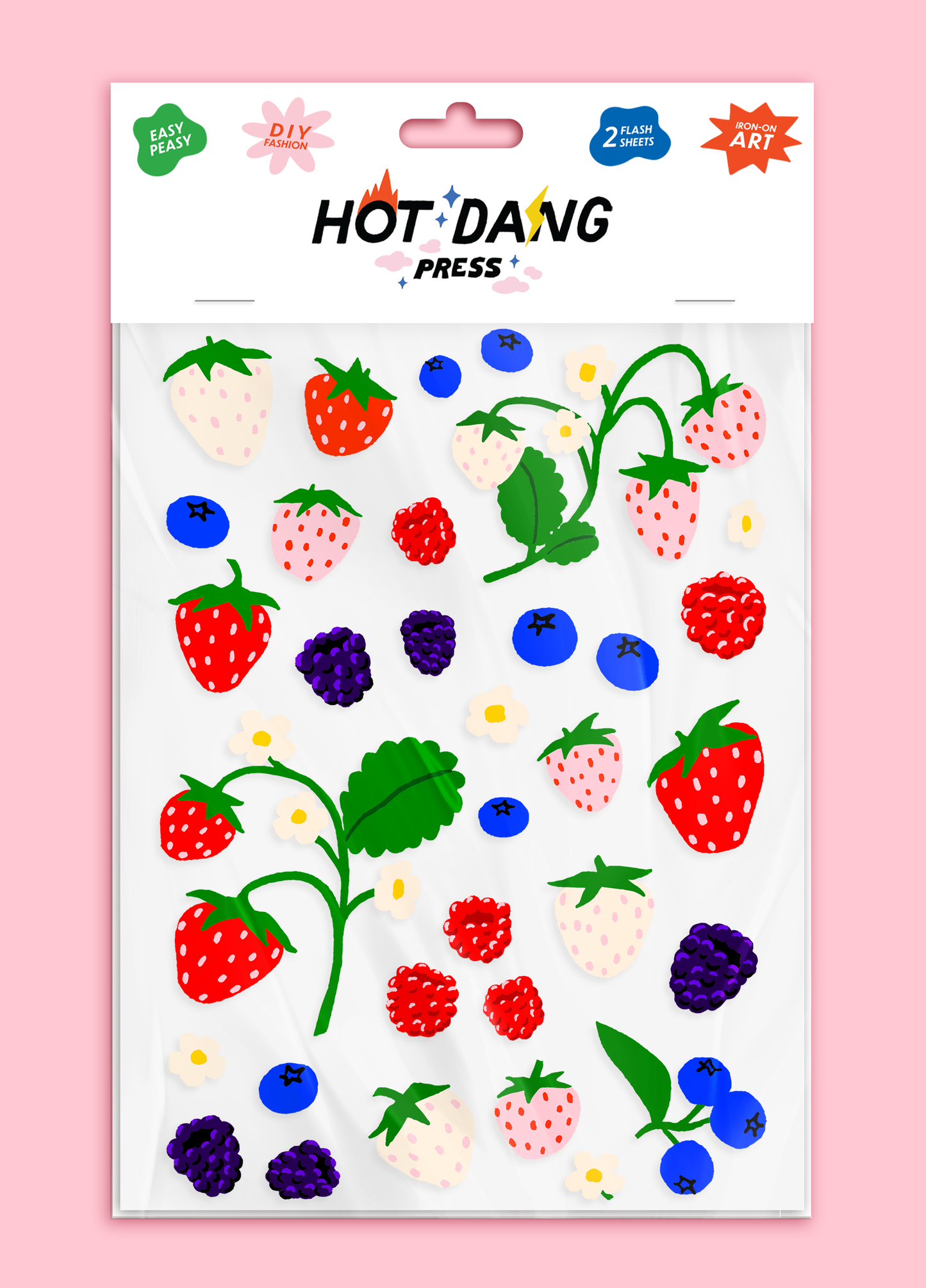 Iron On Art:  Oops All Berries by Hot Dang Press Sheet Set- (2 sheets)