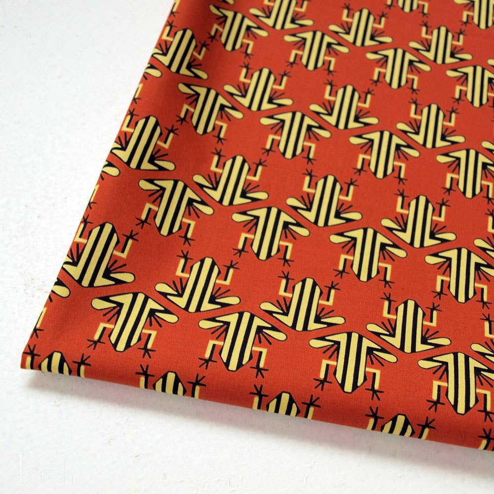End of Bolt: 1.5 yards of Organic Premium Cotton Yellow Frog Dart Shirting Poplin 115gsm by Birch Fabrics-remnant