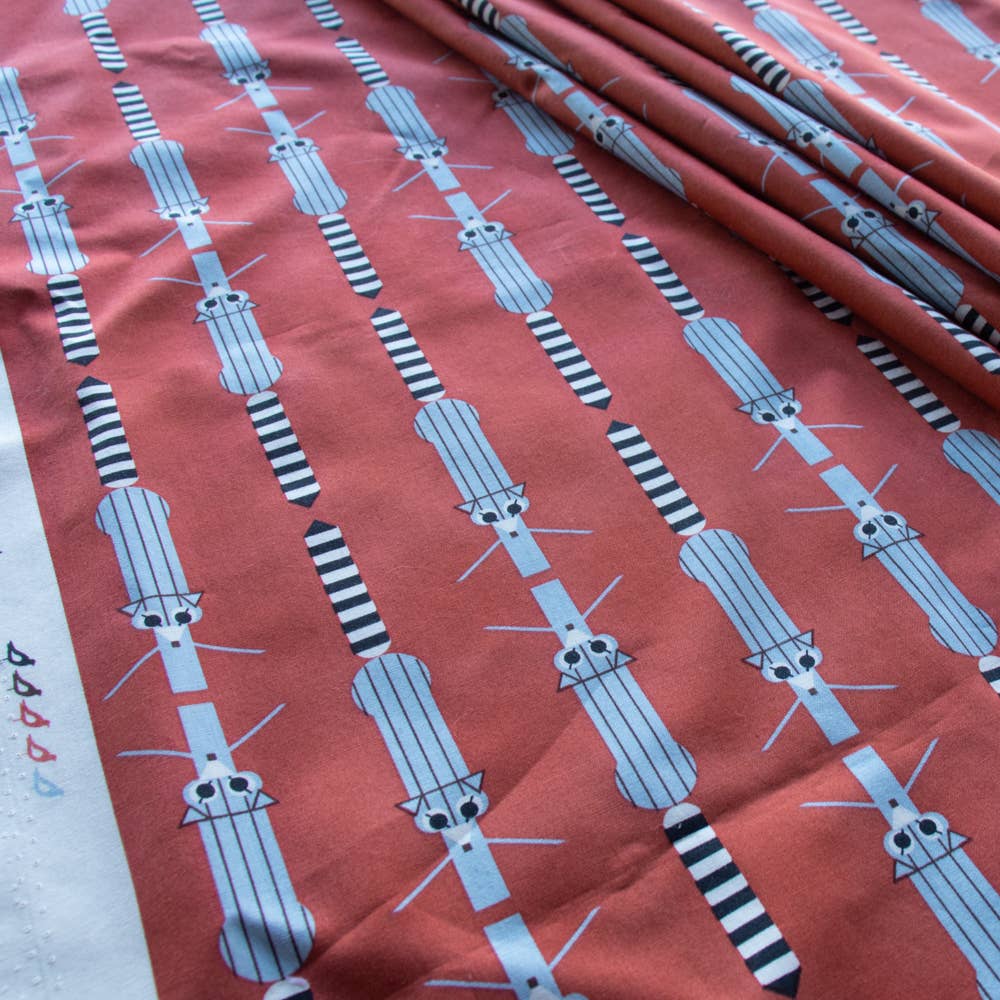 Birch Fabrics: Organic Cotton Poplin 115 GSM Ringtail Stripe Charley Harper -by the half yard