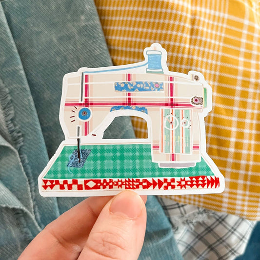 Stickers and Stationery: Retro Sewing Machine Vinyl Sticker- ( 3.25"x 2.7")