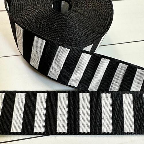 Webbing: Bold Stripe Web Black and Off White Webbing  1.5"inches by Stitch Supply Co - by the yard