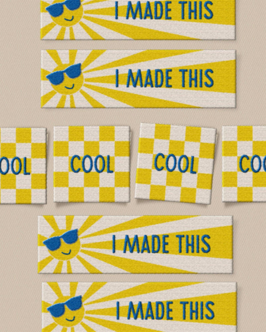 Sewing Labels: So Cool Square and Rectangle Garment Labels: by Matchy Matchy Sewing Club Set of 8-1 Pack