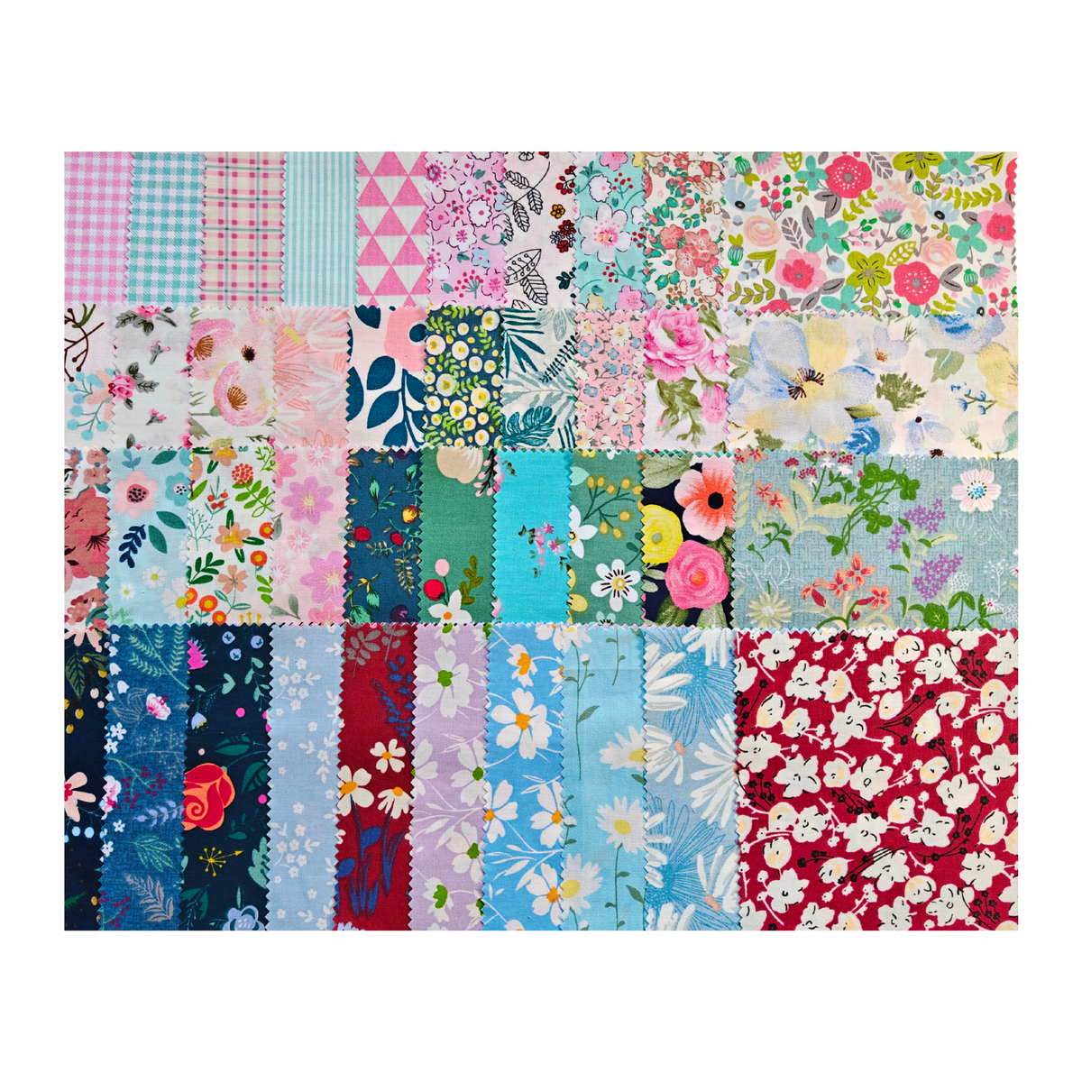Quilting Fabric: 40-Piece Cotton 2.5'' x 10'' Mini Strips - Blossom Breeze Collection