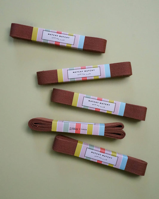 Sewing Notion: Matchy Matchy Sewing Club Brown Webbing 1.25": 3 yards-1 pack