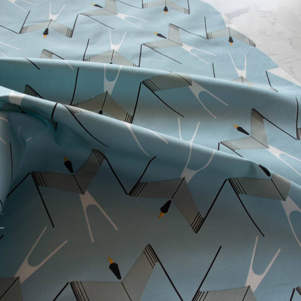 Birch Fabrics: 100% Organic Cotton Poplin Arctic Tern by Charley Harper 115 GSM- by the half yard