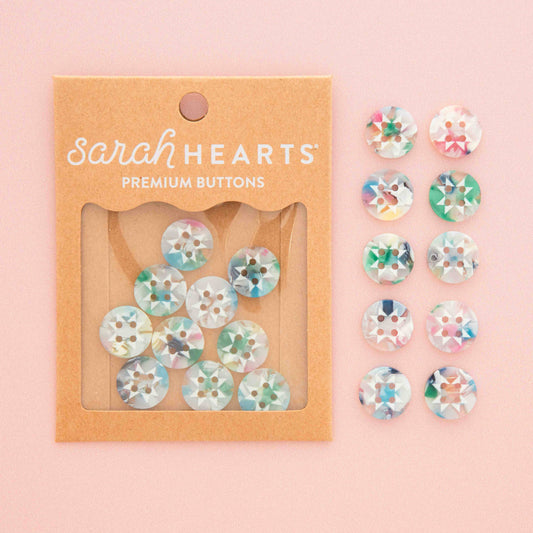 Notions: Sarah Hearts Small Confetti Quilt Star Buttons ( 10 buttons)-1 Pack