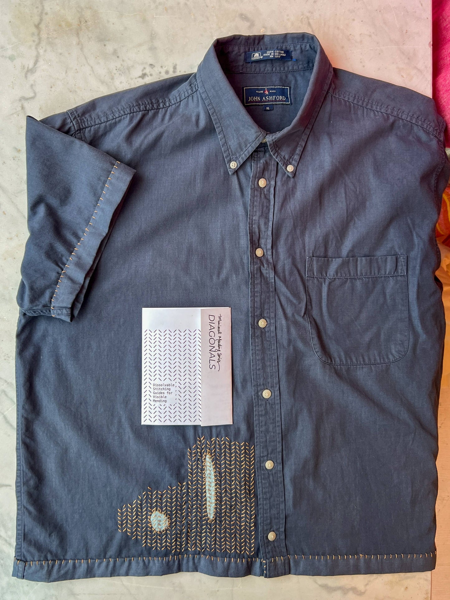 Sashiko and Mending Supplies: Diagonals - Minimal Mending + Embellishment Wash Away Transfer ( 4 looks)- 1 pack