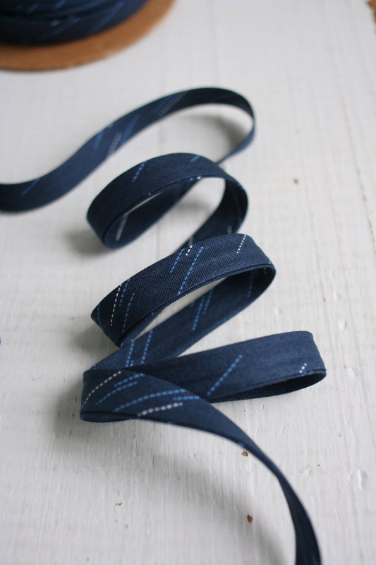 Web Only Sewing Supplies: 1/2" Double Fold Bias Binding Navy Blue Rain 100% Cotton- price by the yard