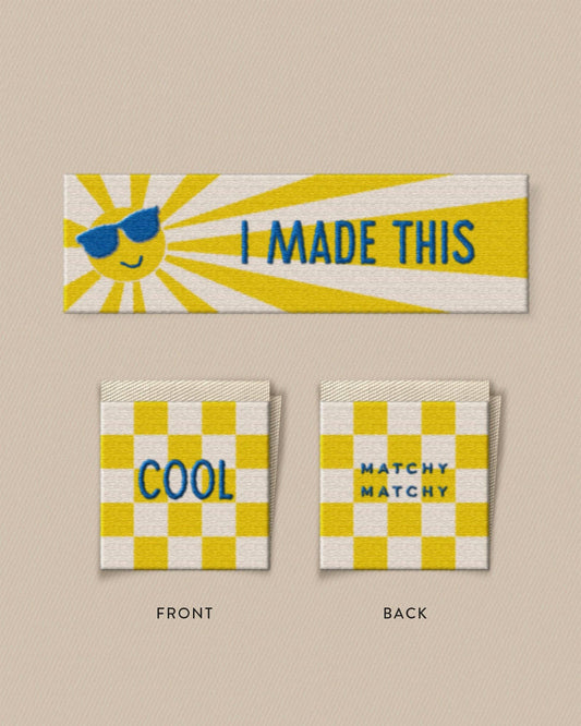 Sewing Labels: So Cool Square and Rectangle Garment Labels: by Matchy Matchy Sewing Club Set of 8-1 Pack