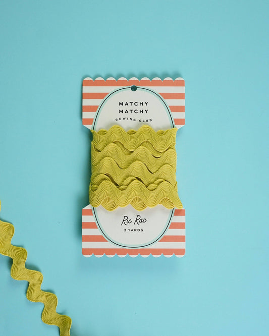 Notions: Matchy Matchy Sewing Club Citron Big Ric Rac 1" inch Wave : 3 yards