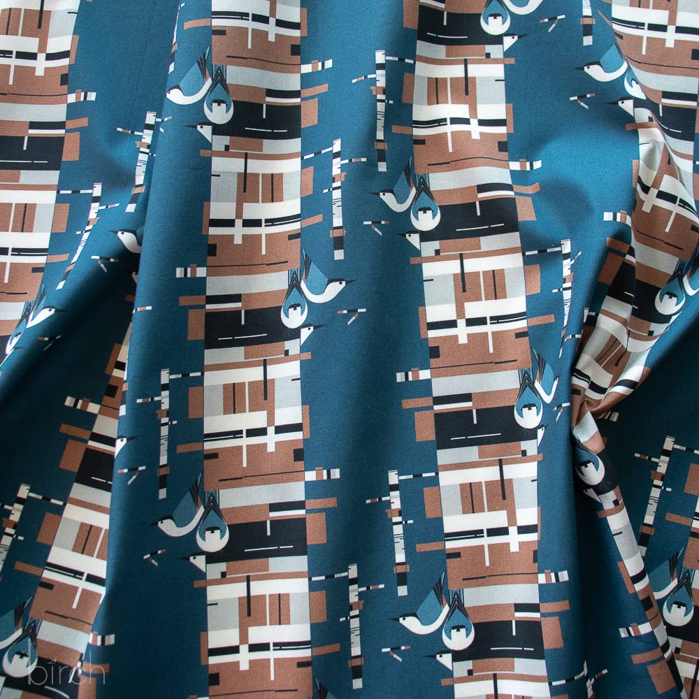 Birch Fabrics: Organic Cotton Poplin 115 GSM Birch Charley Harper -by the half yard