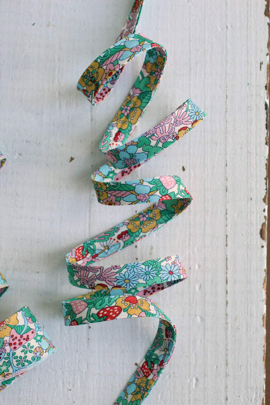 Web Only Sewing Supplies: 1/2" Double Fold Bias Binding Liberty Forest B, 100% Cotton- by the yard