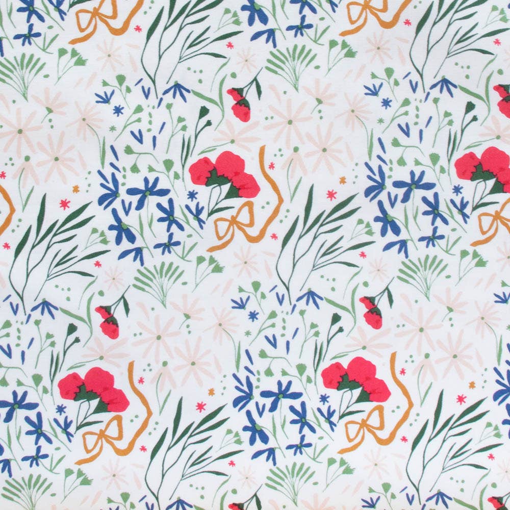 Premium Organic Cotton Small Tossed Bow Bouquet Meadow Shirting Poplin 115gsm by Birch Fabrics- by the half yard
